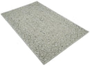 Hand Hooked 5x8 White and Gray Wool Textured Loop Area Rug | GAR9