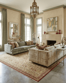 Gold And Red Hand Knotted Wool Area Rug 10x14 - Modern Style