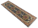 Hand Knotted 2.6x10 Blue, Ivory and Mustard Traditional Wool Area Rug by The Rug Decor