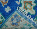 Hand knotted 2.6x6 Blue Traditional Oushak Design Wool Area Rug