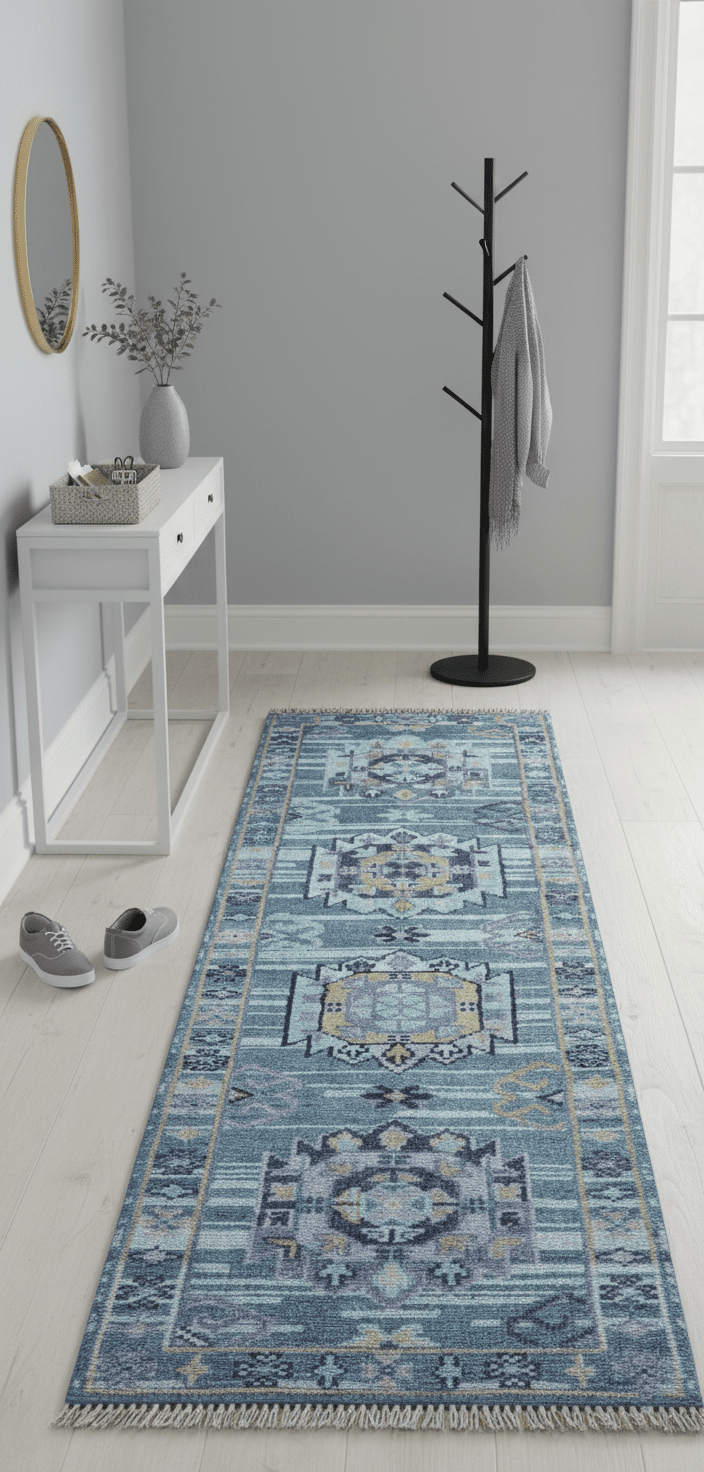 Gray Wool Hand Knotted Area Rug 2.6x8 Feet with Traditional Transitional Design Style, photo 2 of 9