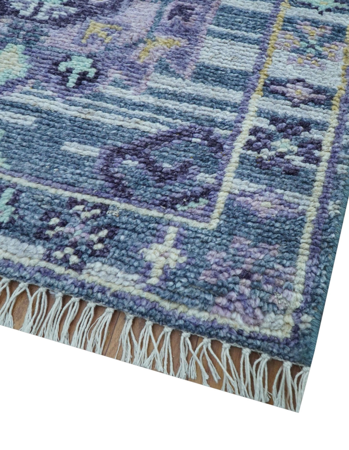 Gray Wool Hand Knotted Area Rug 2.6x8 Feet with Traditional Transitional Design Style, photo 3 of 9