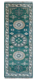 Hand knotted 2.6x8 Teal Traditional Khotan Design Wool Area Rug