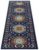 Hand Knotted 2.6x6 Traditional Blue And Rust Wool Runner Rug