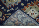 Hand Knotted 2.6x6 Traditional Blue And Rust Wool Runner Rug