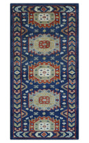 Hand Knotted 2.6x6 Traditional Blue And Rust Wool Runner Rug