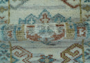 Hand knotted 2x3 Ivory And Blue transitional geometrical Design Wool Area Rug