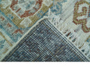 Hand knotted 2x3 Ivory And Blue transitional geometrical Design Wool Area Rug