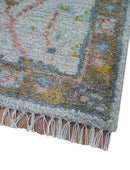 Hand Knotted 2x3 Oushak Design Gray And Green Wool Rug