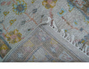 Hand Knotted 2x3 Oushak Design Gray And Green Wool Rug