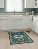 Hand knotted 2x3 Teal Traditional Khotan Design Wool Area Rug