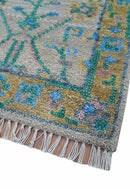 Hand Knotted 2x3 Traditional Design Gray And Green Wool Area Rug