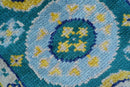 Hand Knotted 2x3 Traditional Khotan Design Teal And Mustard Wool Rug by The Rug Decor