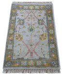Hand Knotted 2x3 Traditional Style Gray And Brown Wool Rug