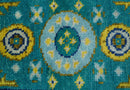 Hand knotted 2x3 Yellow And Teal Traditional Khotan Design Wool Area Rug