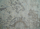 Hand Knotted Wool Rug 2x4 Charcoal Beige and Olive Traditional Vintage Persian Design