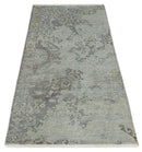 Hand Knotted 2x4 Charcoal, Beige and Olive Traditional Vintage Persian Wool Rug| N2424