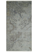 Hand Knotted 2x4 Charcoal, Beige and Olive Traditional Vintage Persian Wool Rug| N2424