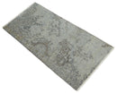 Hand Knotted Wool Rug 2x4 Charcoal Beige and Olive Traditional Vintage Persian Design