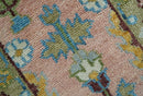 Hand knotted 2x6 Peach And Green Traditional Oushak Design Wool Area Rug by The Rug Decor