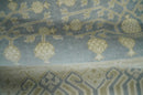 Hand Knotted 3x3 Gray, Ivory and Beige Traditional Low Pile Wool Rug, Bedside Rug | N35033