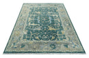 Hand Knotted Oriental Oushak Teal and Gray Multi Size Wool Area Rug