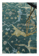 Hand Knotted Oriental Oushak Teal and Gray Multi Size Wool Area Rug by The Rug Decor