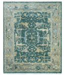 Hand Knotted Oriental Oushak Teal and Gray Multi Size Wool Area Rug
