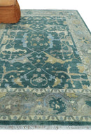 Hand Knotted Oriental Oushak Teal and Gray Multi Size Wool Area Rug