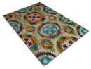 Hand Knotted 4.5x6.5 Multicolor Persian made of Recycled Silk Area Rug | OP66