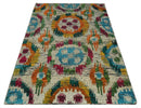 Hand Knotted 4.5x6.5 Multicolor Persian made of Recycled Silk Area Rug | OP66