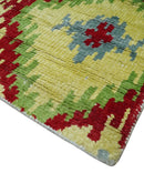 Hand Knotted 4.5x6.5 Silver, Mustard and Red Persian made of Recycled Silk Area Rug | OP129