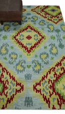 Hand Knotted 4.5x6.5 Silver, Mustard and Red Persian made of Recycled Silk Area Rug | OP129