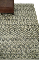 Recycled Silk Hand Knotted Area Rug 4x6 Beige Camel Olive Modern Southwestern Tribal Trellis