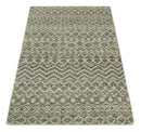 Hand Knotted 4x6 Beige, Camel and Olive Modern Contemporary Southwestern Tribal Trellis Recycled Silk Area Rug | OP59