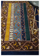 Hand Knotted 4x6 Green, Gold, Blue and Brown Striped Wool Southwestern Lori Gabbeh Rug | KNT55