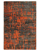 Hand Knotted 4x6 Rust and Charcoal Modern Abstract Contemporary Recycled Silk Area Rug | OP62