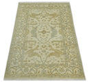 Hand Knotted 4x6 Oriental Oushak Beige an Gray Wool Area Rug, Small Turkish Design Rug | N35146