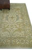 Hand Knotted 4x6 Oriental Oushak Beige an Gray Wool Area Rug, Small Turkish Design Rug | N35146