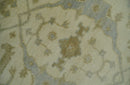 Hand Knotted 4x6 Oriental Oushak Beige an Gray Wool Area Rug, Small Turkish Design Rug | N35146