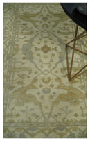 Hand Knotted 4x6 Oriental Oushak Beige an Gray Wool Area Rug, Small Turkish Design Rug | N35146