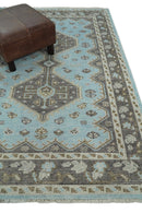Hand knotted 4x6 Persian Blue and Brown Antique Vintage Wool Area Rug  | TRD242846
