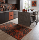Hand Knotted Recycled Silk Area Rug 4x6 - Modern Abstract Design Rust and Charcoal