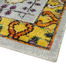 Hand Knotted 4x6 Silver, Mustard and Gold Persian Oushak made of Recycled Silk Area Rug | OP65