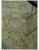 Oushak Hand Knotted Turkish Wool Area Rug - Beige Ivory Gray by The Rug Decor