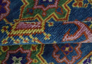 Hand Knotted Blue and Beige Persian Oushak Wool Rug
