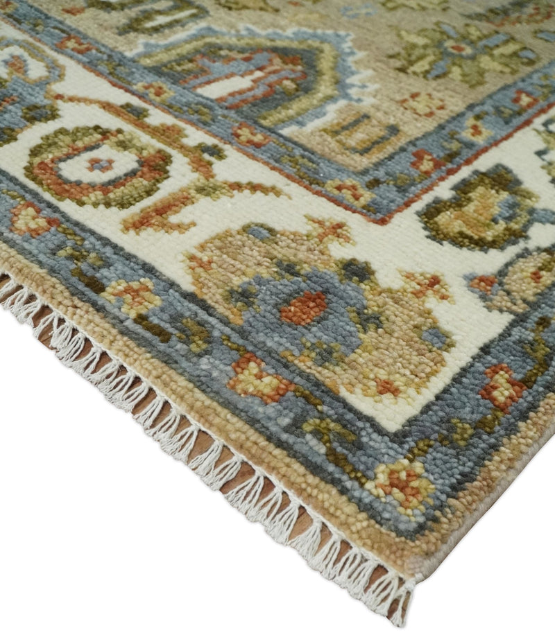 Beige and Ivory Hand knotted Traditional Oriental Oushak Multi Size Wool Area Rug