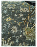 Green and Ivory Hand-Knotted Oushak Wool Area Rug - Traditional by The Rug Decor