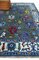 Charcoal Ivory Hand Knotted Persian Oushak Traditional Wool Area Rug by The Rug Decor