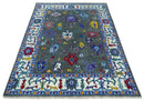 Charcoal Ivory Hand Knotted Persian Oushak Traditional Wool Area Rug by The Rug Decor